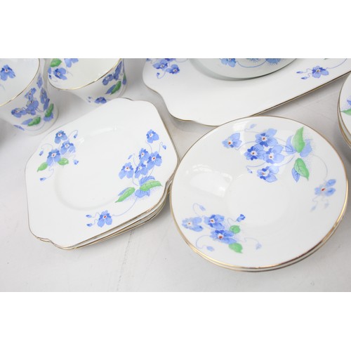 213 - Colclough Longton England Bone China Part Tea Set Art Deco Blue Pansies Job Lot     550282