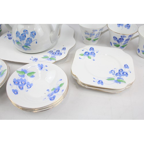 213 - Colclough Longton England Bone China Part Tea Set Art Deco Blue Pansies Job Lot     550282