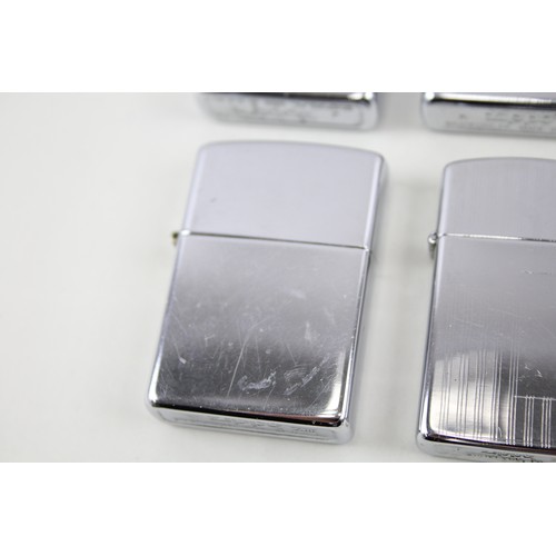 225 - 6 x Zippo Lighters Inc Vintage Chrome Venetian Slim Brushed Steel Engraved Etc      549136