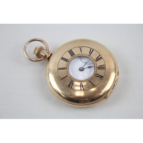 244 - Mens Vintage Waltham Rolled Gold Half Hunter Hand-Wind Pocket Watch       406876