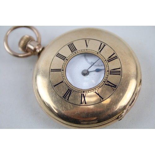 244 - Mens Vintage Waltham Rolled Gold Half Hunter Hand-Wind Pocket Watch       406876