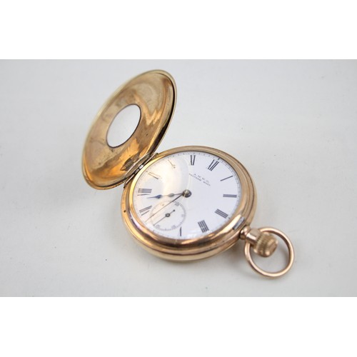 244 - Mens Vintage Waltham Rolled Gold Half Hunter Hand-Wind Pocket Watch       406876