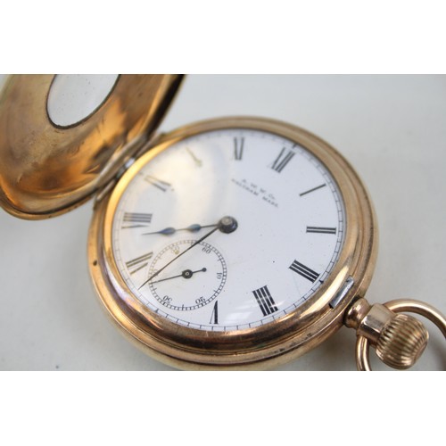 244 - Mens Vintage Waltham Rolled Gold Half Hunter Hand-Wind Pocket Watch       406876