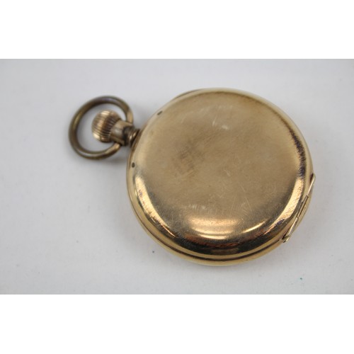 245 - Mens Vintage M. Harrinson & Sons Rolled Gold Full Hunter Hand-Wind Pocket Watch       2166311