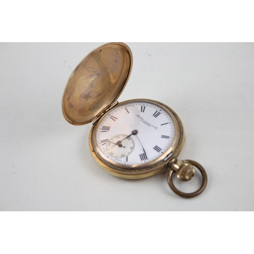 245 - Mens Vintage M. Harrinson & Sons Rolled Gold Full Hunter Hand-Wind Pocket Watch       2166311