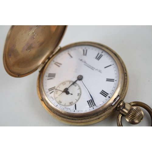 245 - Mens Vintage M. Harrinson & Sons Rolled Gold Full Hunter Hand-Wind Pocket Watch       2166311