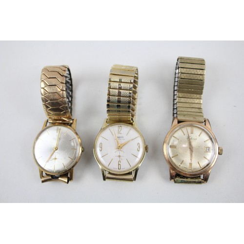 246 - Mens Vintage Gold Tone Wristwatch Hand-Wind Inc. Allaine x 3      2166604