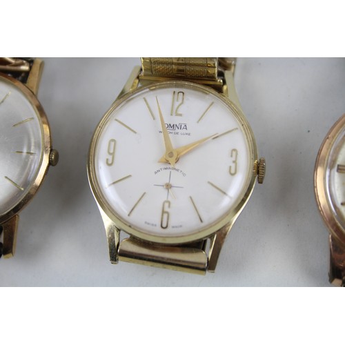 246 - Mens Vintage Gold Tone Wristwatch Hand-Wind Inc. Allaine x 3      2166604