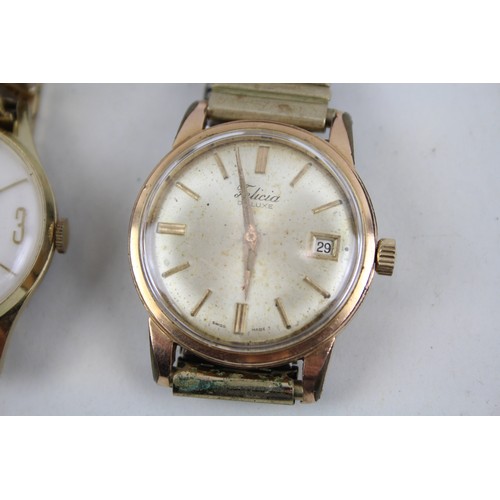 246 - Mens Vintage Gold Tone Wristwatch Hand-Wind Inc. Allaine x 3      2166604