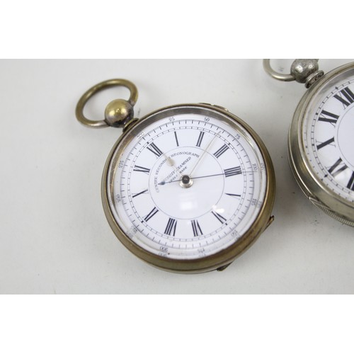 257 - Mens Antique Key-Wind Centre Seconds Chronograph Pocket Watches x 2      2114864