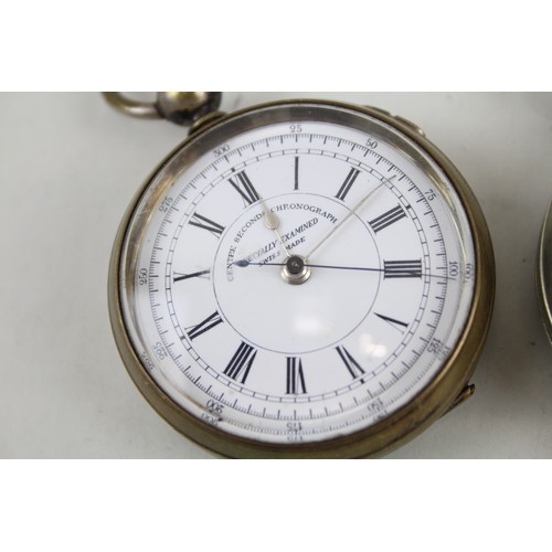 257 - Mens Antique Key-Wind Centre Seconds Chronograph Pocket Watches x 2      2114864