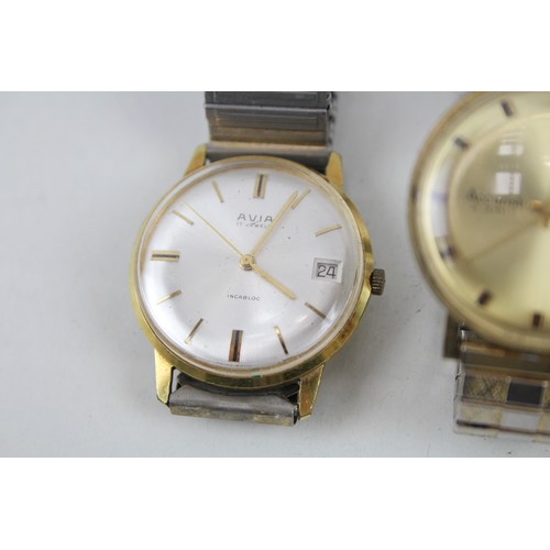 260 - Mens Vintage Gold Tone Wristwatch Hand-Wind Inc. Avia, Montine x 4      2166597