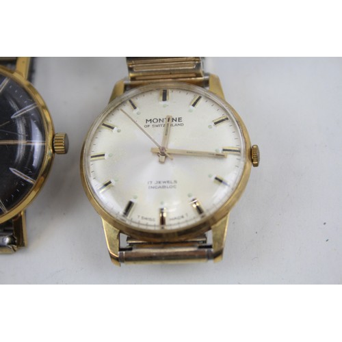 260 - Mens Vintage Gold Tone Wristwatch Hand-Wind Inc. Avia, Montine x 4      2166597