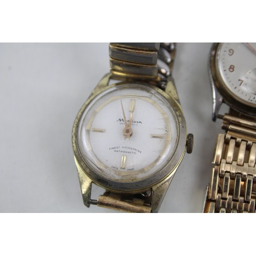 262 - Mens Vintage Gold Tone Wristwatch Hand-Wind Inc. Smiths De Luxe x 4      2166592