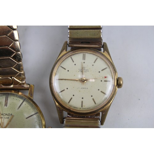 262 - Mens Vintage Gold Tone Wristwatch Hand-Wind Inc. Smiths De Luxe x 4      2166592