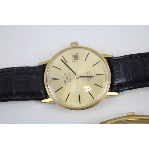 266 - Mens Vintage Gold Tone Wristwatch Automatic Inc. Rotary x 3       2166626