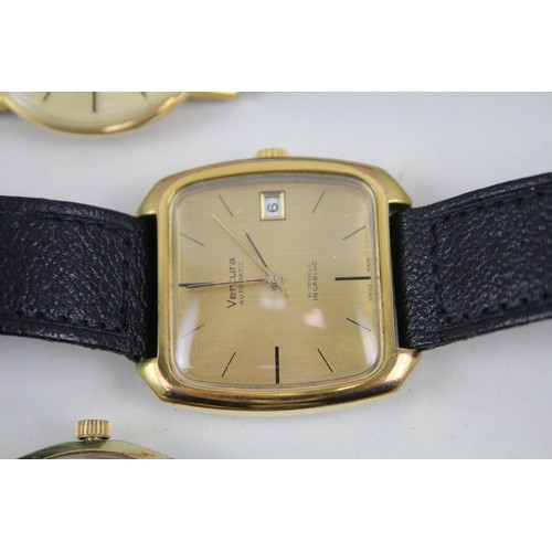 266 - Mens Vintage Gold Tone Wristwatch Automatic Inc. Rotary x 3       2166626