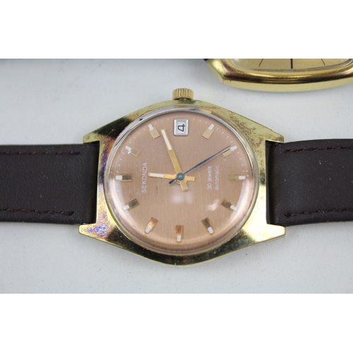 266 - Mens Vintage Gold Tone Wristwatch Automatic Inc. Rotary x 3       2166626