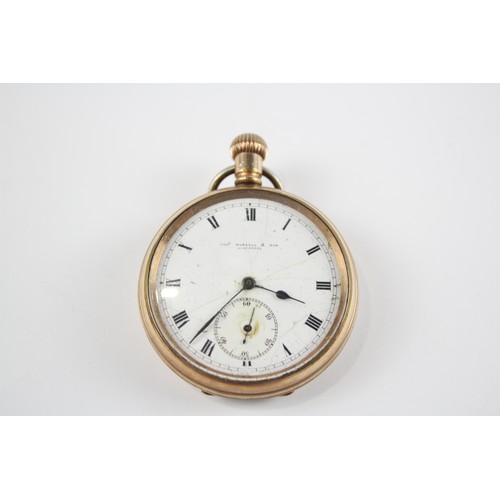 269 - THOMAS RUSSELL & SON Gents Rolled Gold Open Face POCKET WATCH Hand-wind WORKING      404417