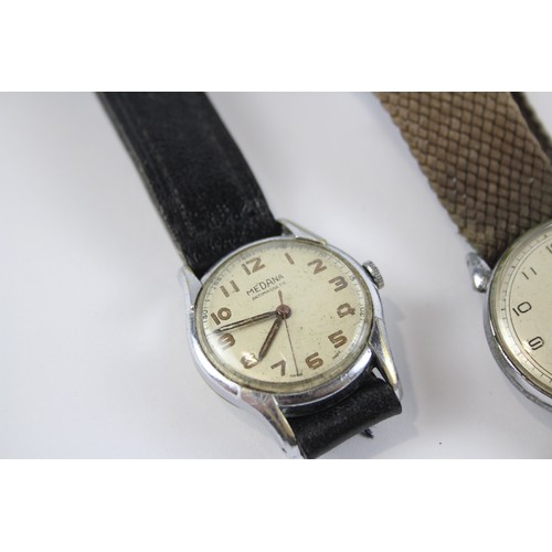 270 - Gent's Vintage Military Style WRISTWATCHES Hand-Wind WORKING Inc. MEDANA Etc x 2      404407