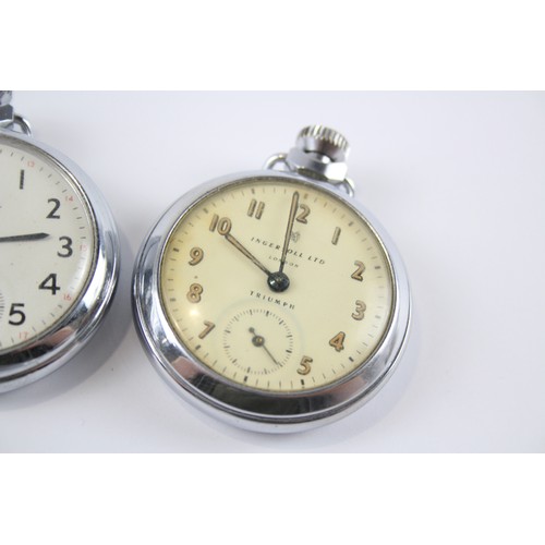 271 - Men's Vintage POCKET WATCHES Hand-wind WORKING Inc. INGERSOLL Etc. x 3      2140491