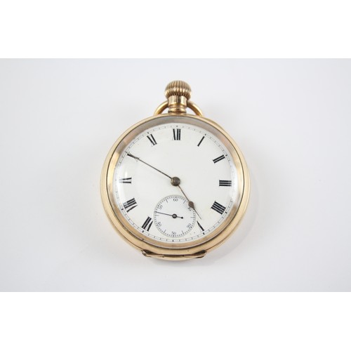 275 - WALTHAM Gents Rolled Gold Open Face POCKET WATCH Hand-wind WORKING      404416