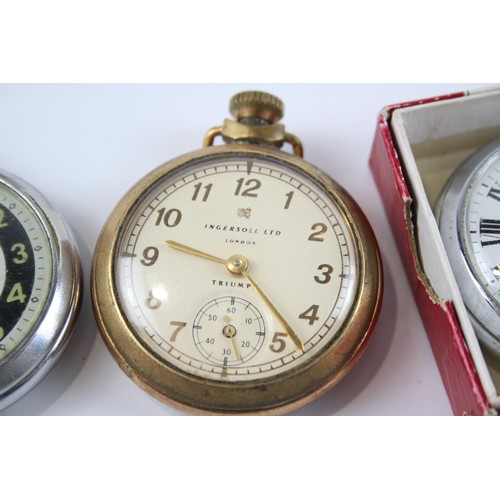 276 - Men's Vintage POCKET WATCHES Hand-wind WORKING Inc. INGERSOLL Etc. x 3      2140488