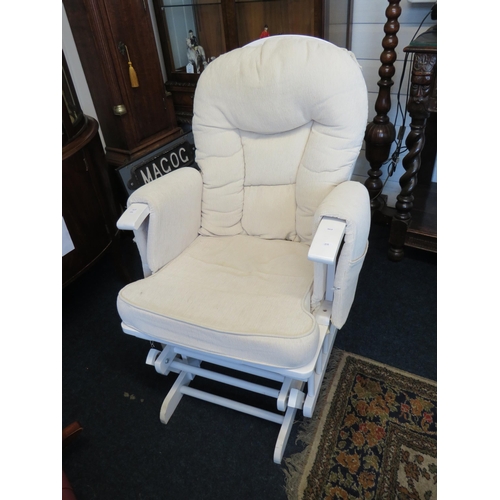 280 - White Painted Stick Back American Rocking Chair complete with detachable upholstery , Sprung seat, s... 