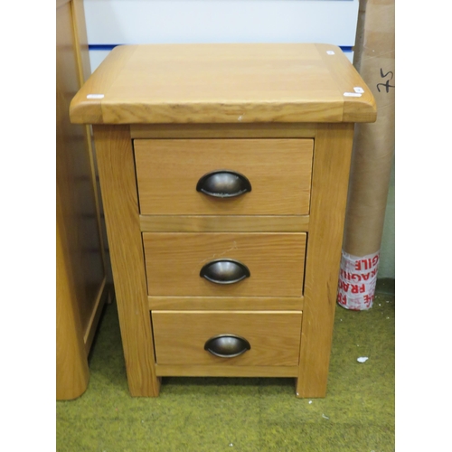 283 - Handy Three Drawer unit in light beech. H:25 x W:17.5 x D:15 inches. See photos.