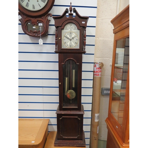 284 - Reproduction Highlands Grandaughter clock with quartz movement. Will need new battery to run. H:56 i... 