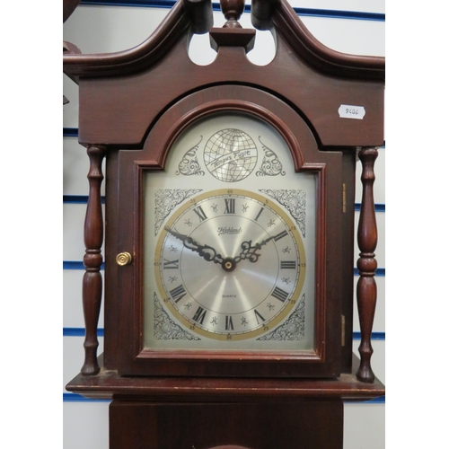 284 - Reproduction Highlands Grandaughter clock with quartz movement. Will need new battery to run. H:56 i... 