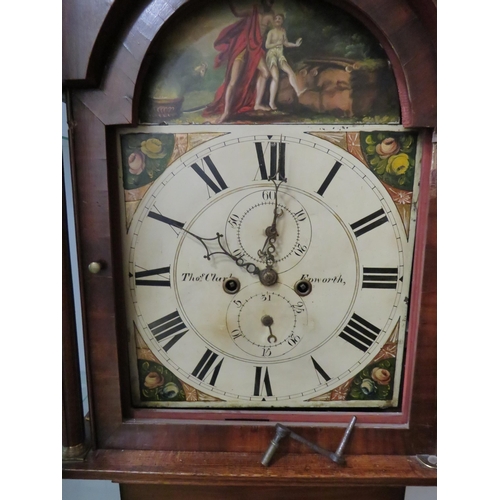 286 - Antique Victorian Long Case Clock By Thomas Clark of Epworth, Painted Dial, cut down case which now ... 