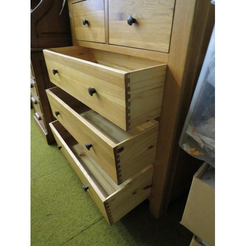 289 - Light Beechwood Three drawer chest with two deep short drawers over.  H:43 x W:39 x D:16 inches. See... 