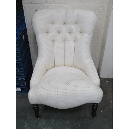 296 - Early 20ct Century low Nursing or Boudoir chair upholstered in an Ivory materinal in good condition.... 