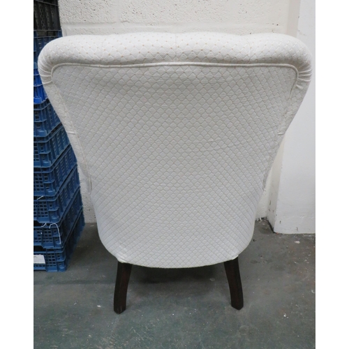 296 - Early 20ct Century low Nursing or Boudoir chair upholstered in an Ivory materinal in good condition.... 