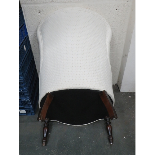 296 - Early 20ct Century low Nursing or Boudoir chair upholstered in an Ivory materinal in good condition.... 