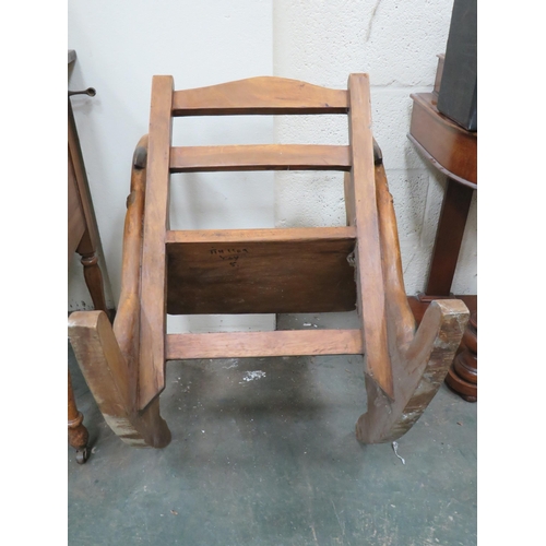 300 - Pleasing Childs Wooden Rocking Chair with Ducks head Carved decoration to sides.