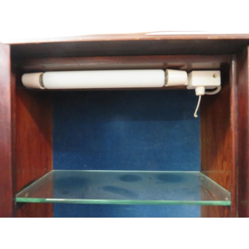 314 - Vintage Counter top display cabinet with glazed door and fixed glazed shelves. Locks with Key.  Modi... 