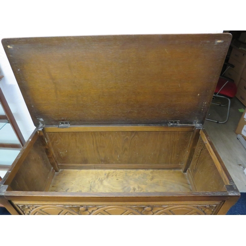 316 - Vintage Old Charm Style Blanked box with lifting lid raised on turned legs with handy drawers below ... 