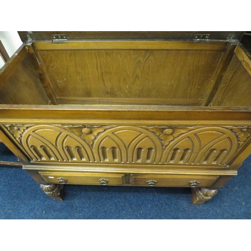 316 - Vintage Old Charm Style Blanked box with lifting lid raised on turned legs with handy drawers below ... 