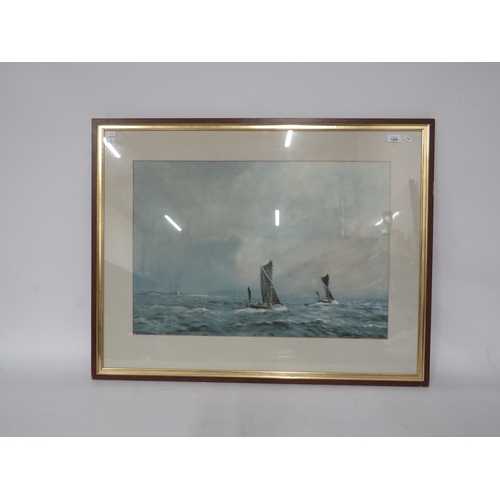 330 - Framed and mounted print under glass of a Maritime scene, signed W. F Burton 1970 . Measures 38 x 30... 