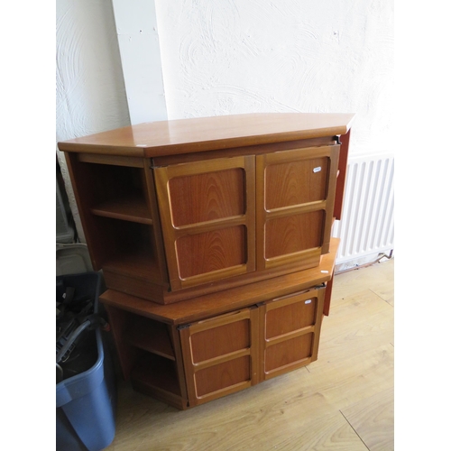 342 - Two Mid 20th Century Teak Corner Units by 'Nathan'.  Each, H:21 x W:39 x D:19 inches. See photos.  S... 