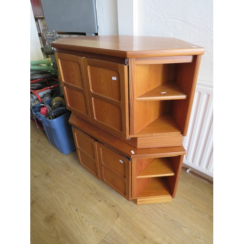 342 - Two Mid 20th Century Teak Corner Units by 'Nathan'.  Each, H:21 x W:39 x D:19 inches. See photos.  S... 