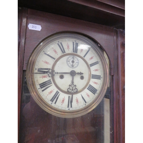 353 - Two Antique Wallclocks both for spares or repairs. Tallest 33 inches long. See photos.