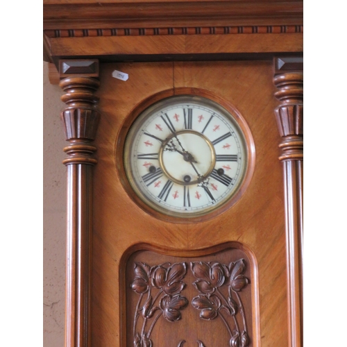 355 - Large Antique Wallclock with decorative case.  Non runner for spares or repairs, needs new pendulum.... 