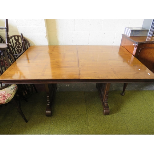 358 - Large Oriental inspied Dining table with detachable extender. Raised on Pierced oriental panel suppo... 