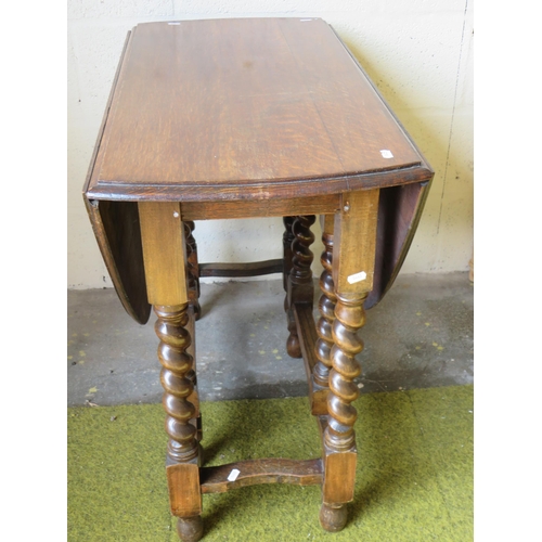 365 - Vintage Early 20th Century Oak Drop leaf table with barley twist legs.  29 inches tall. See photos.