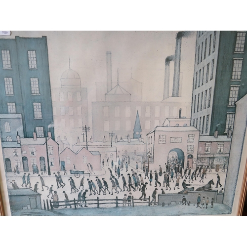 372 - Framed and Mounted L.S.Lowry photo print plus two other smaller unframed Lowry photo prints together... 