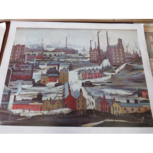 372 - Framed and Mounted L.S.Lowry photo print plus two other smaller unframed Lowry photo prints together... 