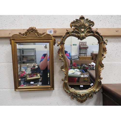 374 - Two Gilt mirrors, one with Bevelled glass, Largest 28 inches long. See photos.